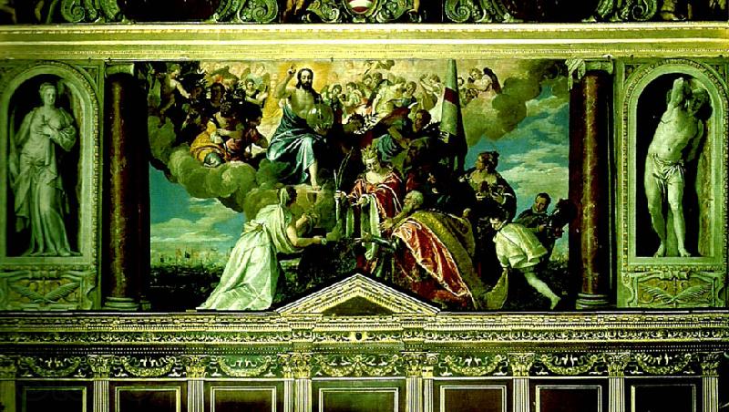 Paolo  Veronese doge sebastiano venier,s thanksgiving for the battle of lepanto France oil painting art